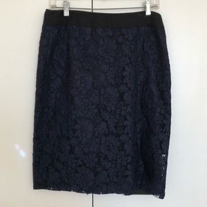 J.Crew navy lace pencil skirt